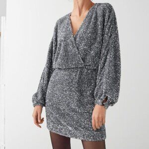 & Other Stories Sequin Mini Wrap Dress 0